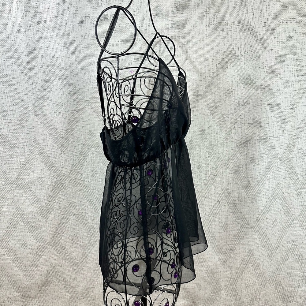 Ravissante Toute la nuit black sheer lingerie babydoll size M/L - Picture 3 of 8